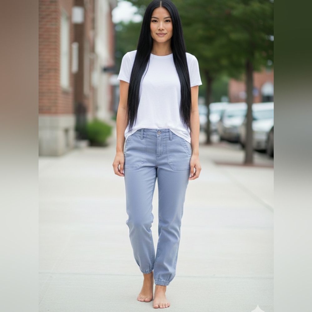 PAIGE Powder Blue/purple Cropped Ankle Pants